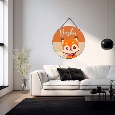 GIFTMEBAZAR Personalized Cute Fox Wall Hanging Custom With Name Wall Art Kids Room Decor Birthday Return Gift For Kids Modern Artwork